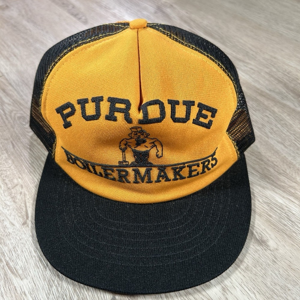 VTG Purdue Boilermakers Snapback Hat‎ College Trucker Yellow Black Cap USA